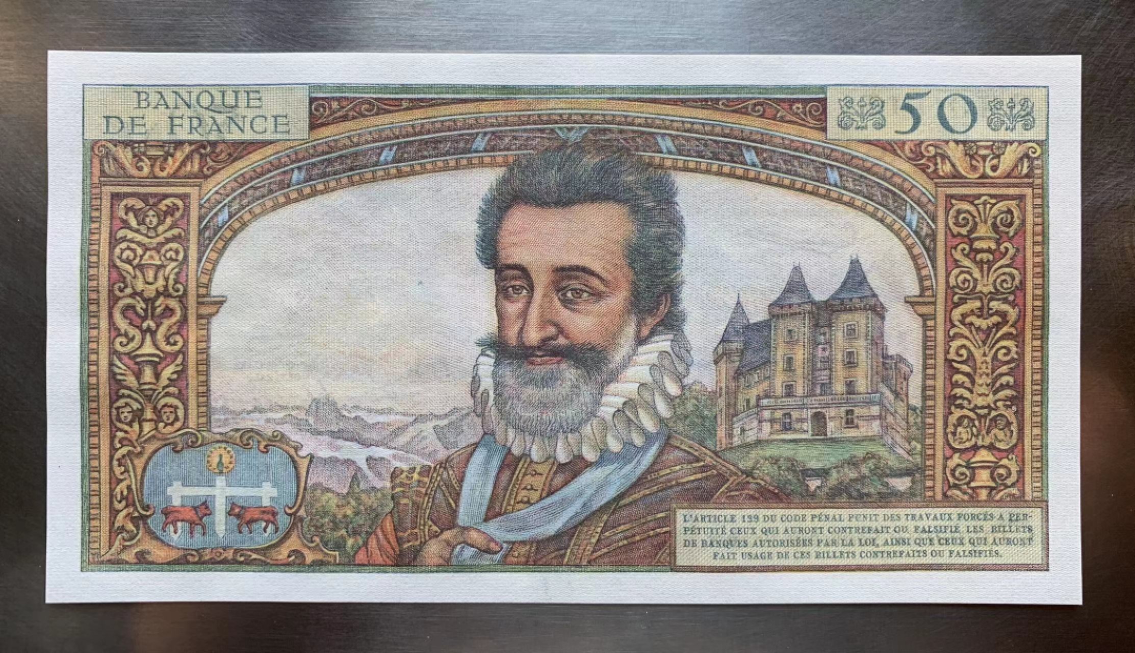 【Blue Auction】✨世界纸币精拍第278期——小年特辑【精】 法国 1959年50新法郎 亨利四世 AU+品相 