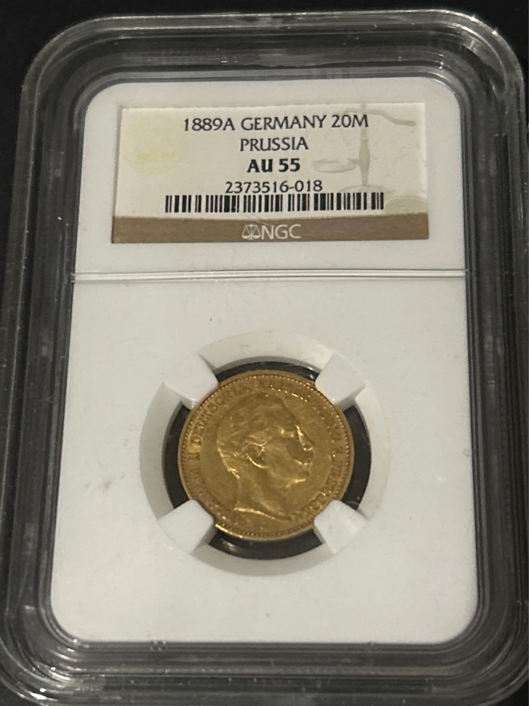 收藏联盟Quantum Auction 第225期拍卖 邮币场 1889年德国20马克金币 NGC AU55