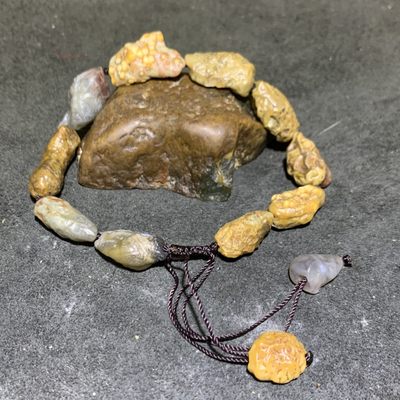 精美筋脉石原石手工编织手串一条 - 精美筋脉石原石手工编织手串一条