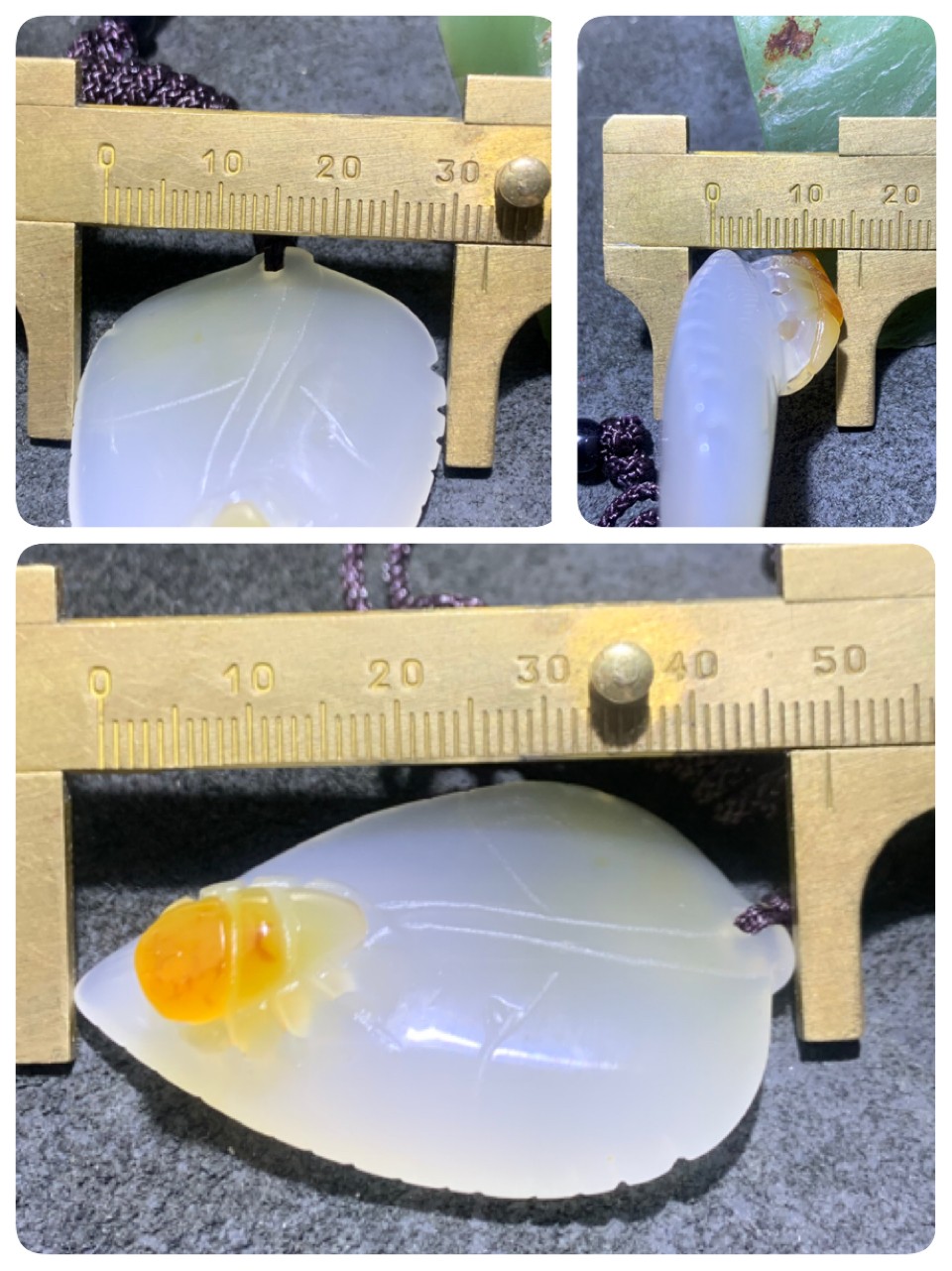 精美手工雕刻天然原皮马达加斯加玛瑙俏色巧雕树叶蜘蛛吊坠(把件)一个