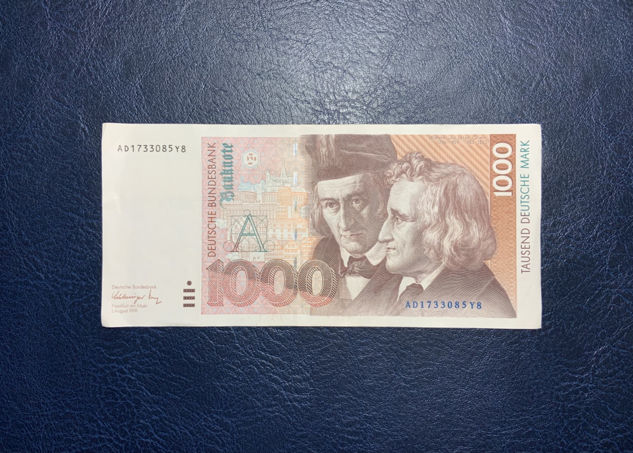 收藏联盟Quantum Auction 第224期拍卖 德国联邦1991年1000马克 品相如图 格林兄弟 号码无4
