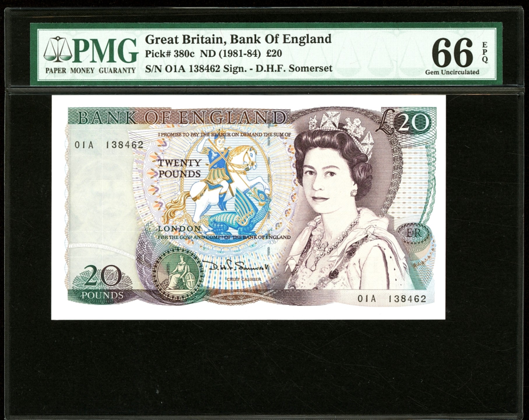 【Blue Auction】✨世界纸币精拍第280期——喜迎新春特别场【精】 【01A 少见冠号】英国 D序列 1981-84年20镑 PMG66EPQ 莎士比亚