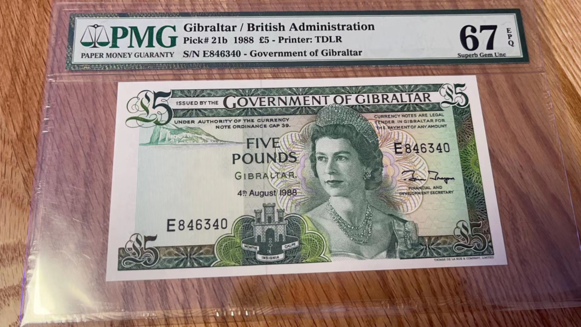 【Blue Auction】✨世界纸币精拍第280期——喜迎新春特别场【精】 直布罗陀 1988年5镑 高冠女王 PMG67EPQ 高分