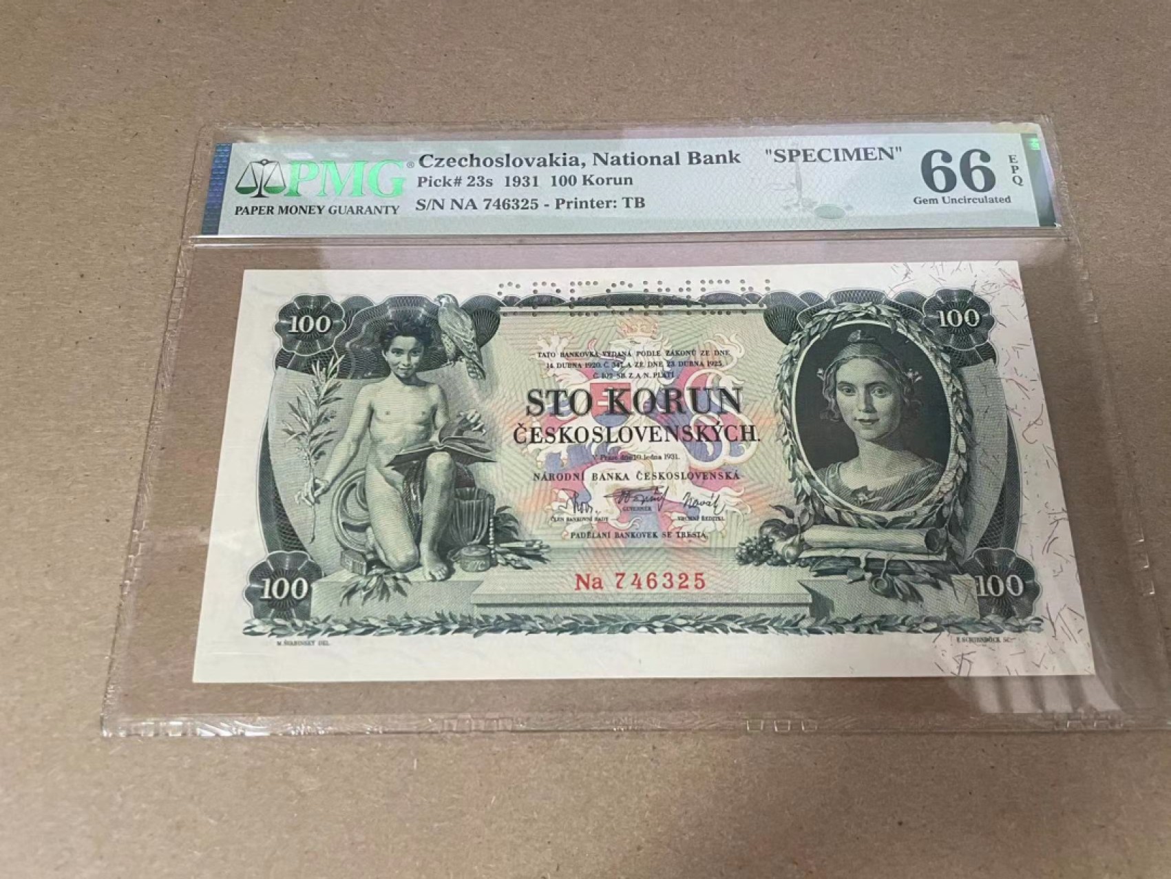 【Blue Auction】✨世界纸币精拍第280期——喜迎新春特别场【精】 捷斯 1931年100克朗 PMG66EPQ 大票幅 雕刻精美 样钞