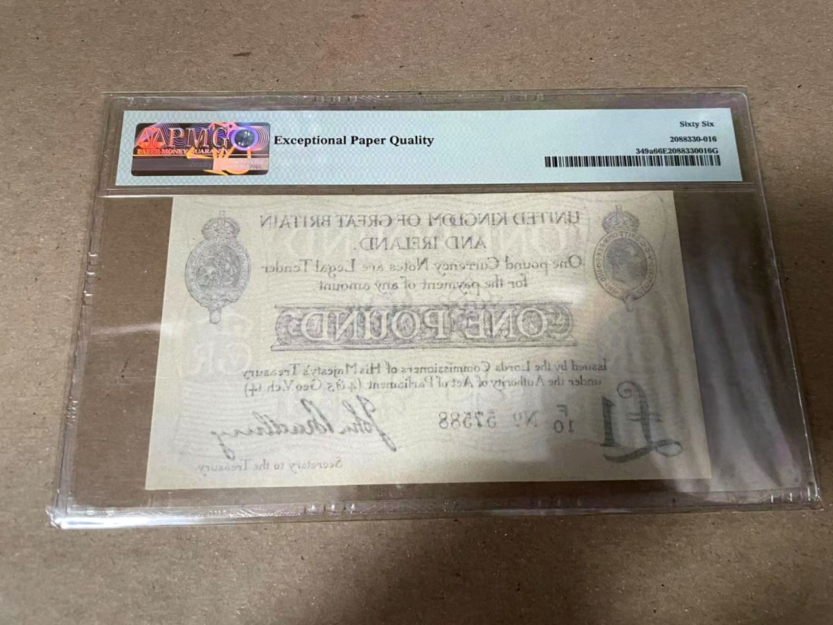 【Blue Auction】✨世界纸币精拍第280期——喜迎新春特别场【精】 【冠军分 仅2张】英国 1914年1镑 国库券 88尾 PMG66EPQ 高分非常少见 乔治五世肖像 