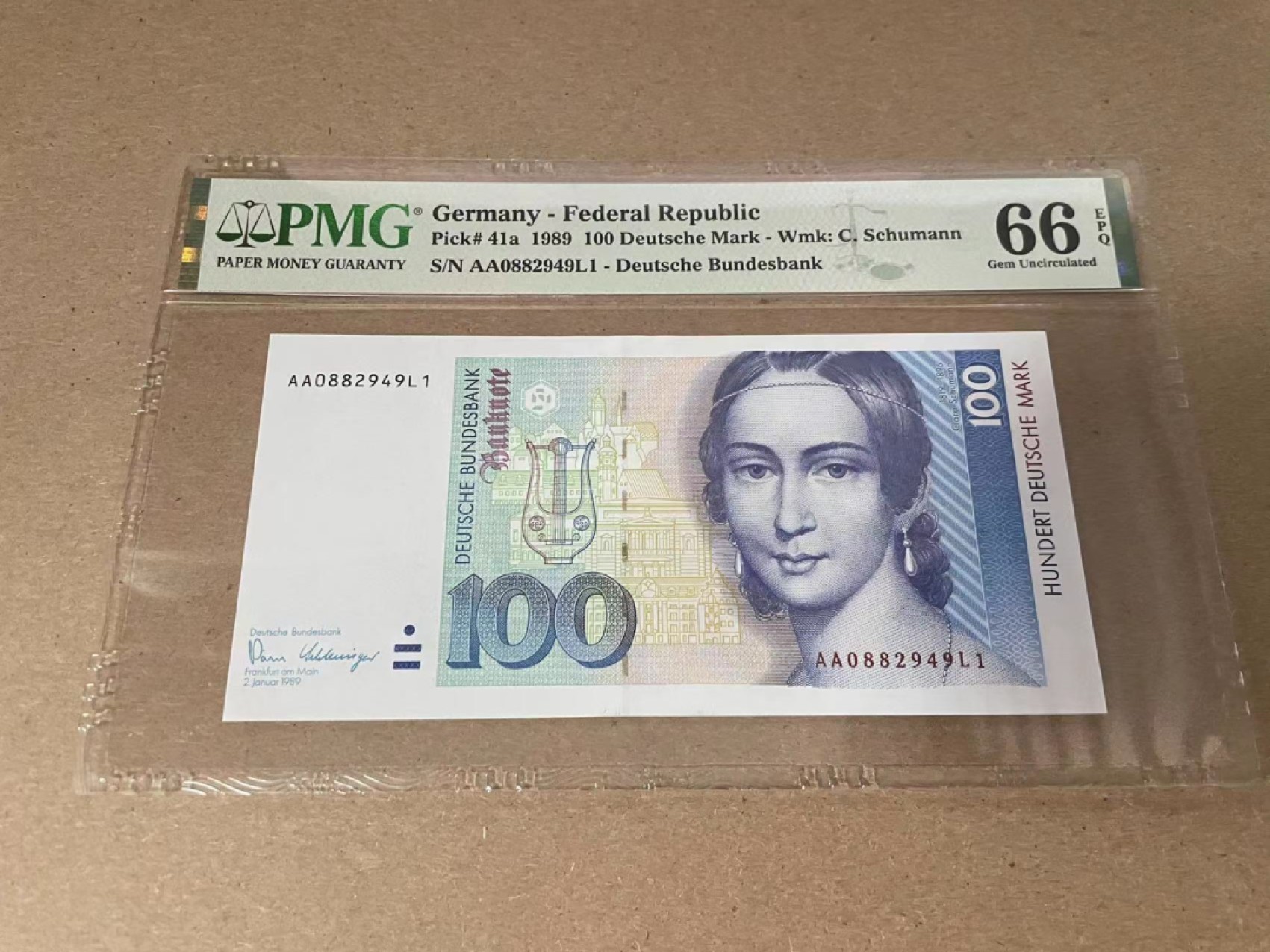 【Blue Auction】✨世界纸币精拍第280期——喜迎新春特别场【精】 【AA初版】德国 1989年100马克 PMG66EPQ 经典克拉拉
