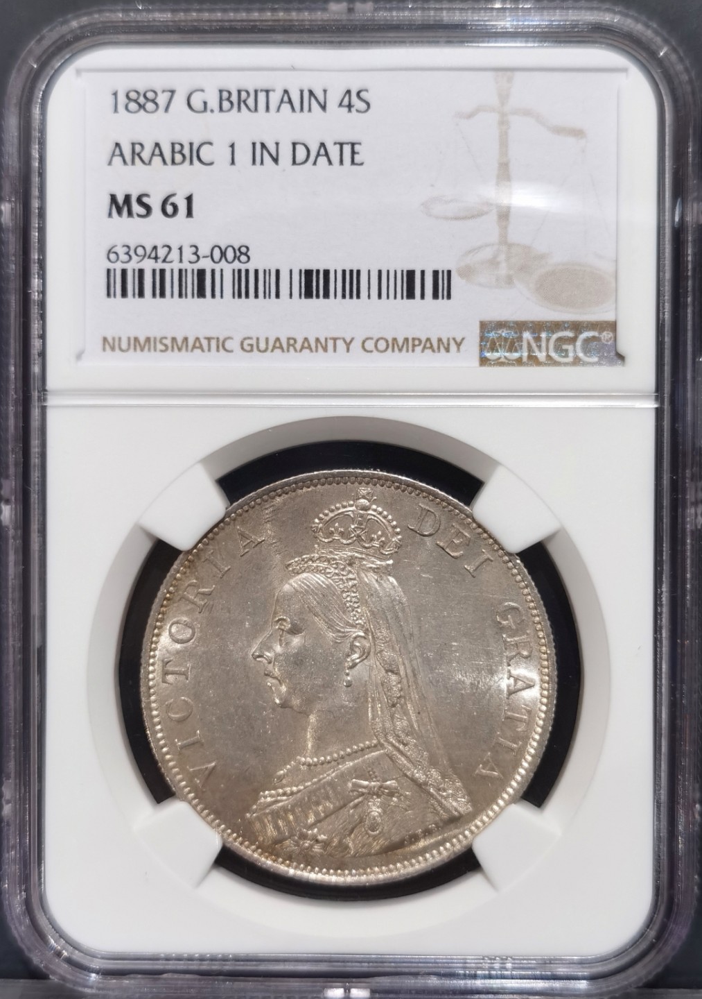 博洋堂“大航海之辉”世界钱币精品专场暨第012期（全场包邮） NGC MS61 1887年英国维多利亚4先令（双福林）正反车轮光