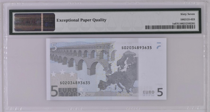 收藏联盟Quantum Auction 第226期拍卖 欧盟国家/意大利2002年5元 PMG67 第一签