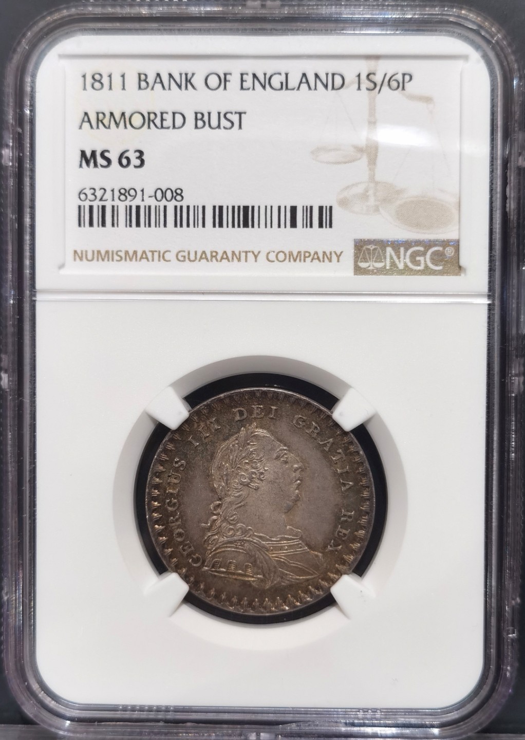 博洋堂“大航海之辉”世界钱币精品专场暨第012期（全场包邮） NGC MS63 1811年英国英格兰银行乔治三世18便士（1先令6便士）