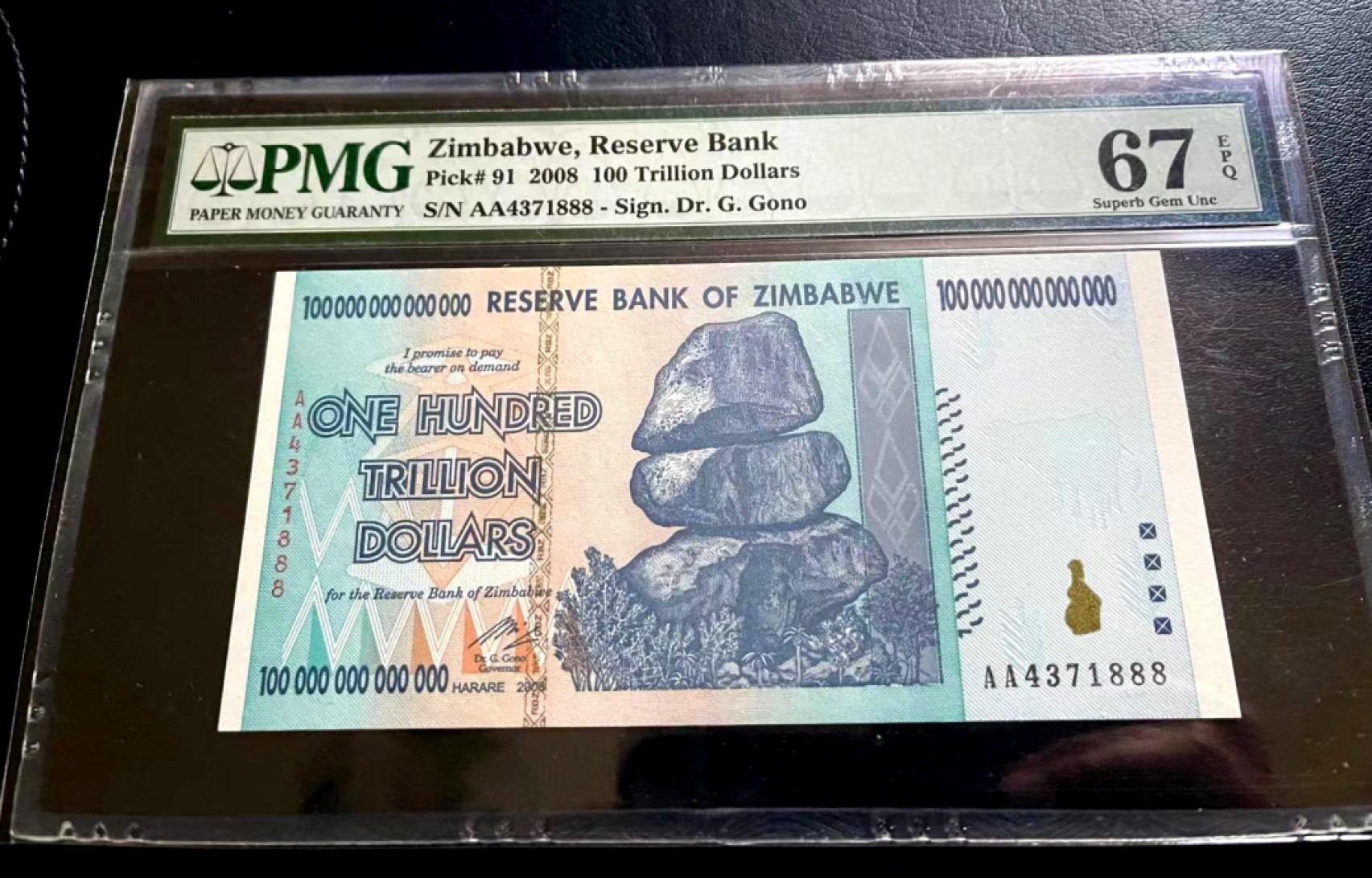 【Blue Auction】✨世界纸币精拍第280期——喜迎新春特别场【精】 【AA 888豹子号】津巴布韦 2008年100万亿 PMG67EPQ 高分 