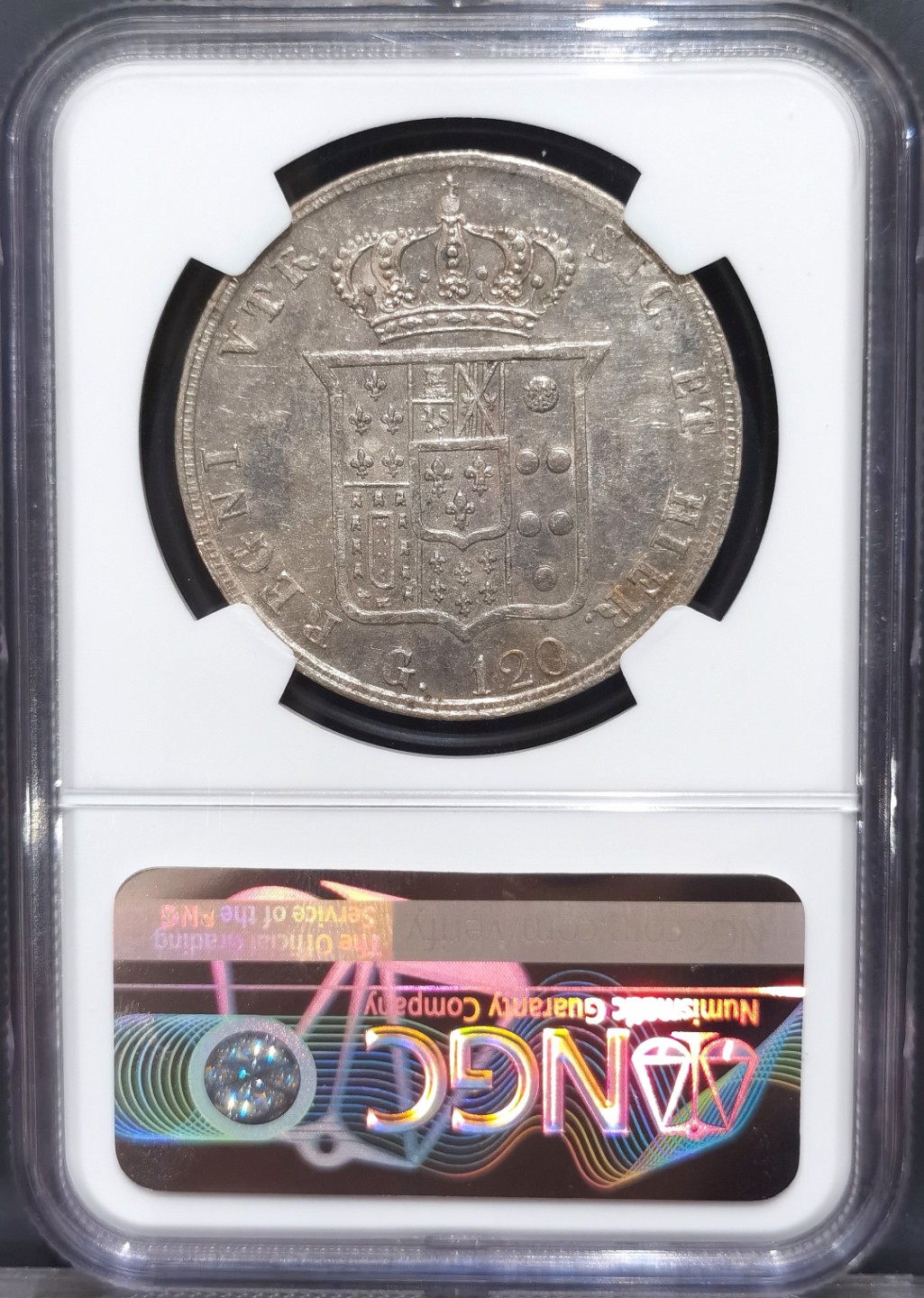 博洋堂“大航海之辉”世界钱币精品专场暨第012期（全场包邮） NGC MS61 1857年意大利那不勒斯西西里120G大银