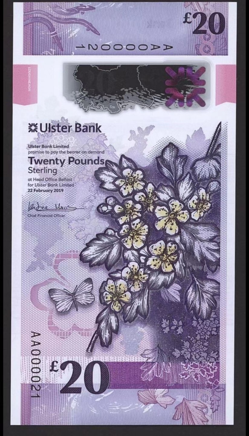 【Blue Auction】✨世界纸币精拍第280期——喜迎新春特别场【精】 【AA全同21（”爱你“）极小号一套】北爱尔兰 2018-2021年 