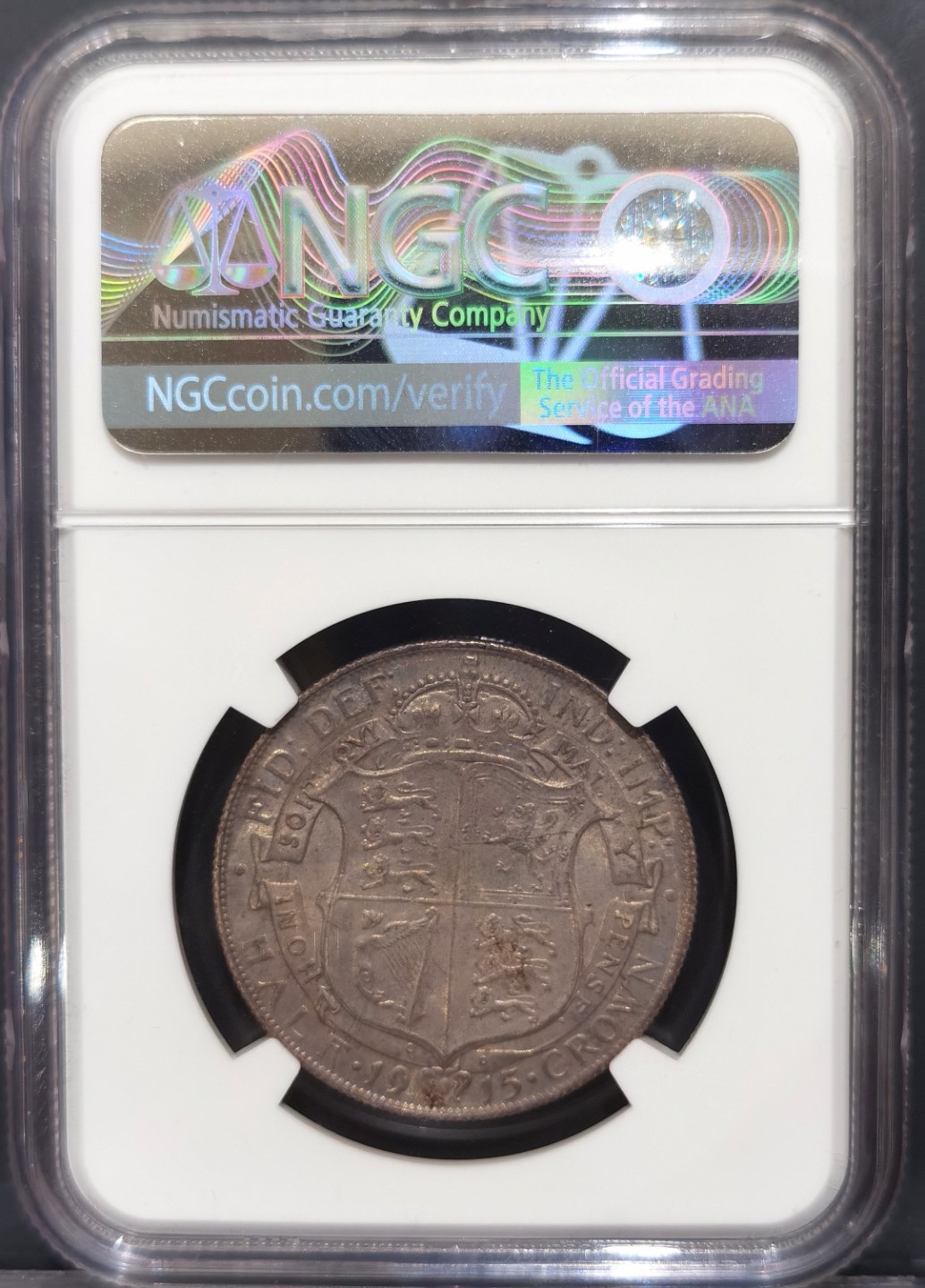 博洋堂“大航海之辉”世界钱币精品专场暨第012期（全场包邮） NGC MS62 1915年英国乔治五世1/2克朗 高银版 复古包浆