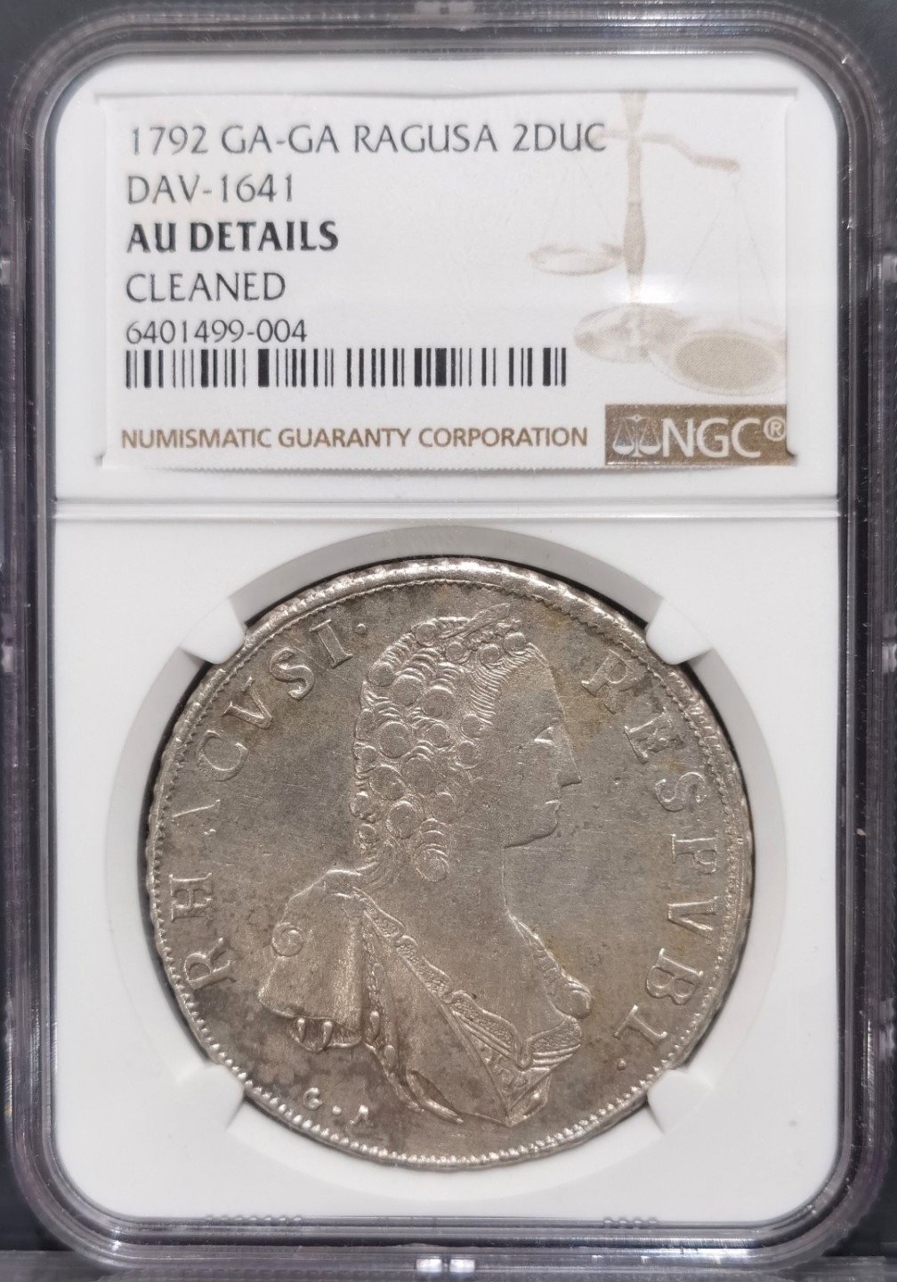 博洋堂“大航海之辉”世界钱币精品专场暨第012期（全场包邮） NGC AUD 1792年拉古萨大奶妈2杜卡特银币 亚得里亚海港口城市，几经沉沦成为神罗属地，稀见大奶妈品种