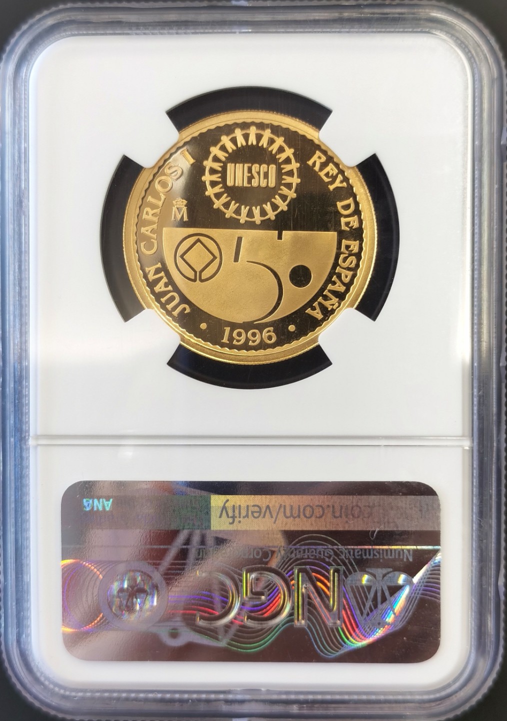 博洋堂“大航海之辉”世界钱币精品专场暨第012期（全场包邮） NGC PF69UC 西班牙1996年联合国教科文世界文化遗产——阿布辛贝神庙 40000比塞塔 13.5克金币