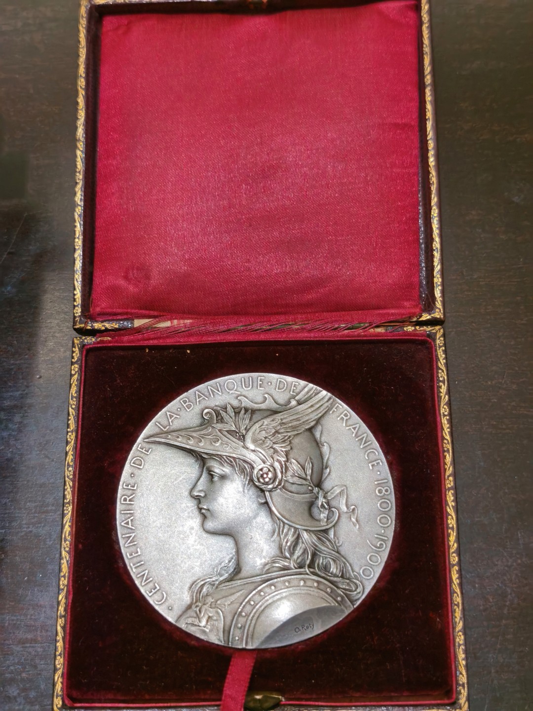 博洋堂“大航海之辉”世界钱币精品专场暨第012期（全场包邮） 法国法兰西银行百年纪念 戎装玛丽安娜 Roty作品 68mm大银章 带原盒