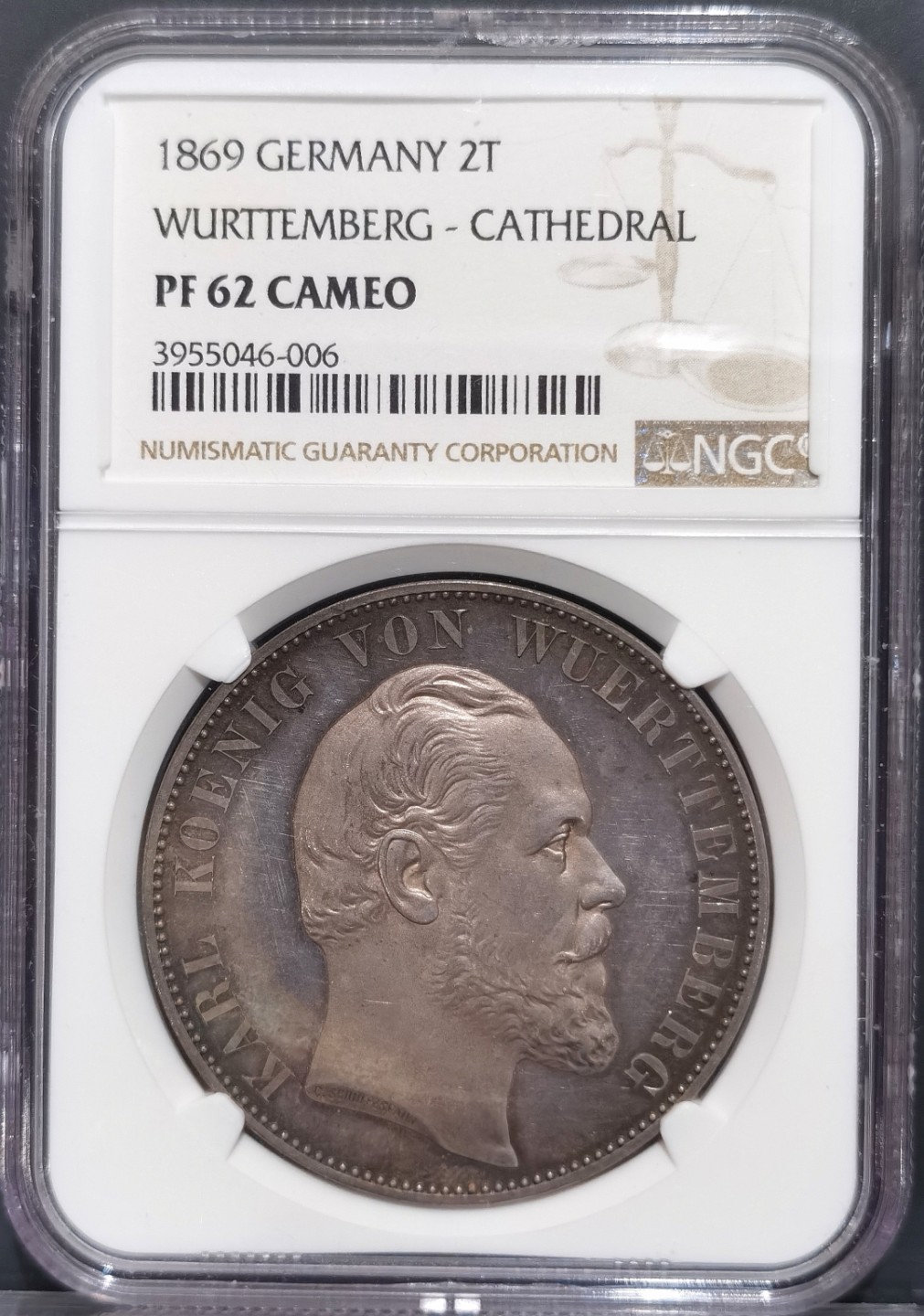 博洋堂“大航海之辉”世界钱币精品专场暨第012期（全场包邮） NGC PF62CAMEO 德国符腾堡1869年乌尔姆大教堂2泰勒大银币