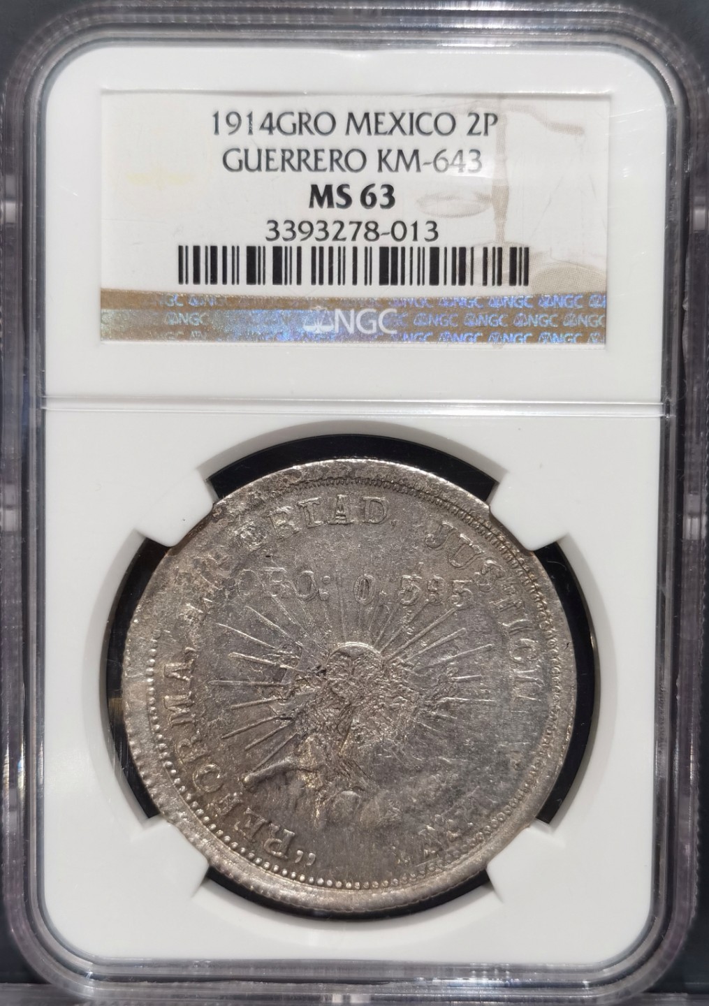 博洋堂“大航海之辉”世界钱币精品专场暨第012期（全场包邮） NGC MS63 墨西哥1914年革命时期太阳公公2比索金银币，大热品种