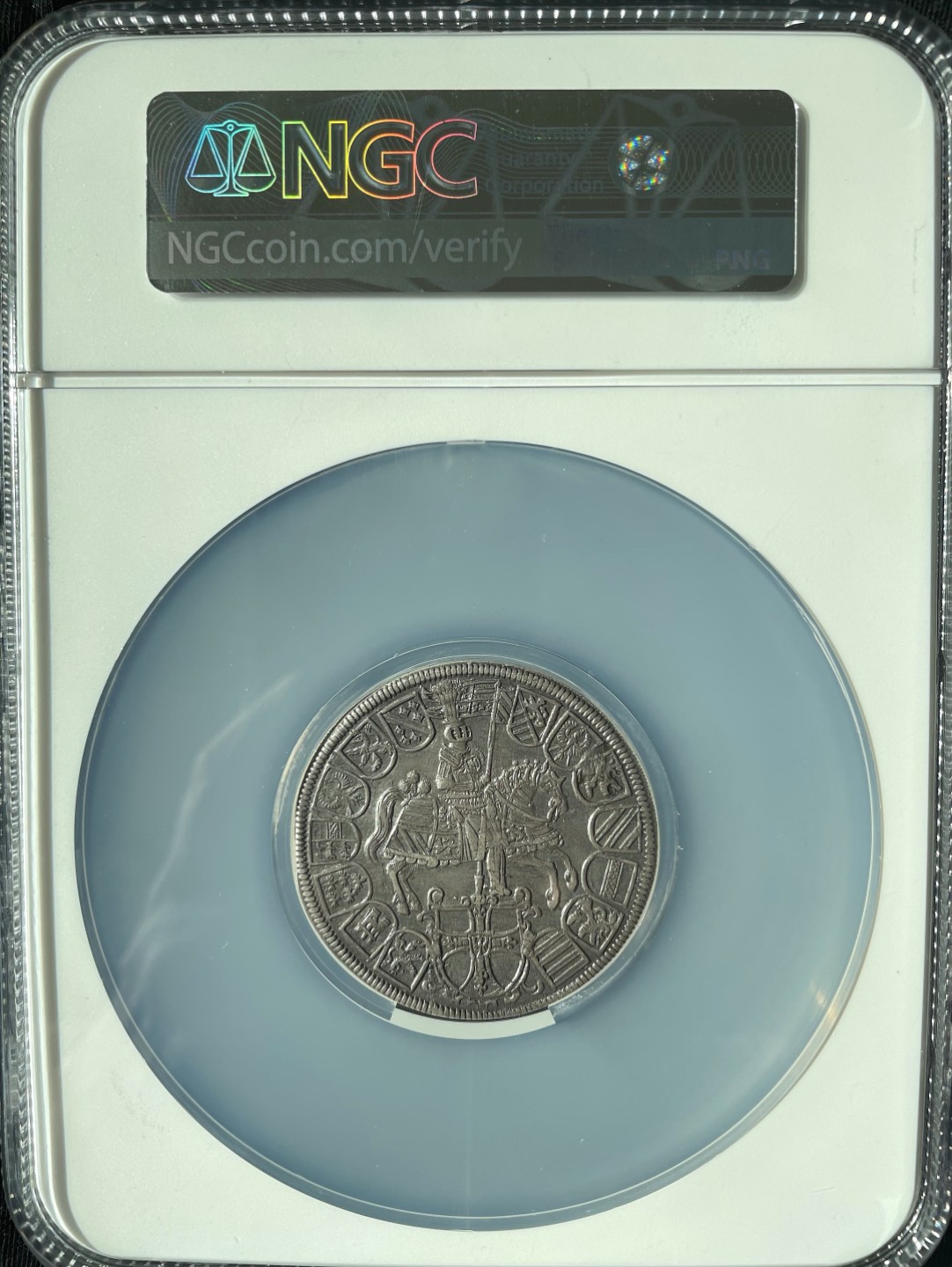 博洋堂“大航海之辉”世界钱币精品专场暨第012期（全场包邮） NGC AU53 德国1614年条顿骑士团3泰勒，17世纪早期德系大银，常见于1 taler，2 taler。3 taler NGC仅见7枚，喜欢十字军的泉友不容错过