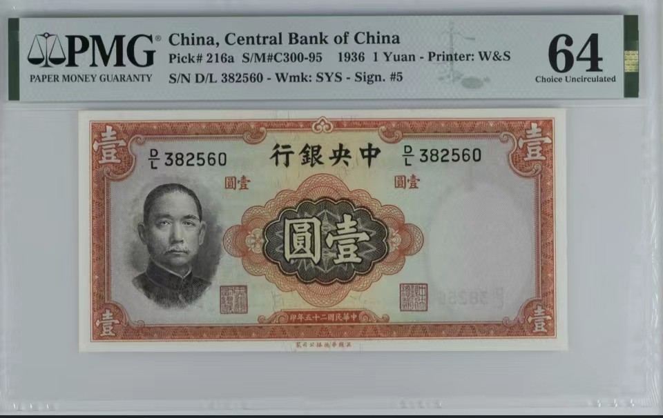 北极狼藏苑社限时精品（38） 1423-民国25年中央银行·华德路版·pmg64