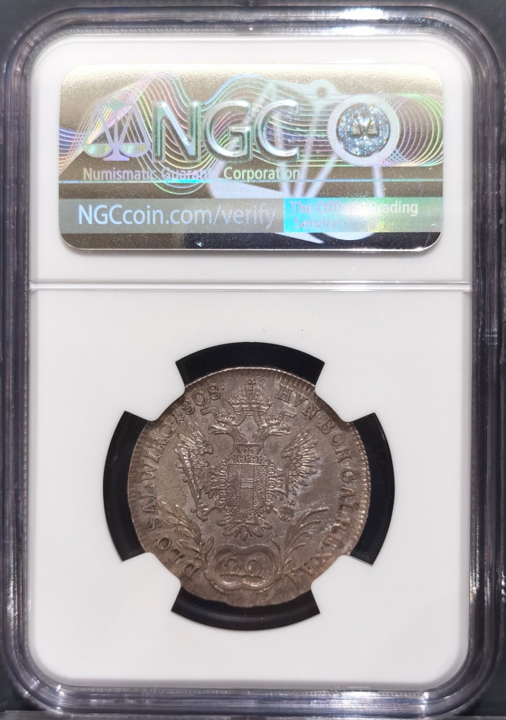 博洋堂“大航海之辉”世界钱币精品专场暨第012期（全场包邮） NGC AU58 奥地利帝国1808年弗兰茨一世20克鲁泽银币