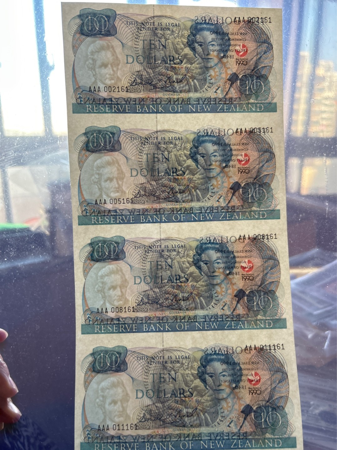 收藏联盟Quantum Auction 第226期拍卖 新西兰1990年10元纪念钞四连体 品相全新UNC AAA冠  全无347号码靓丽