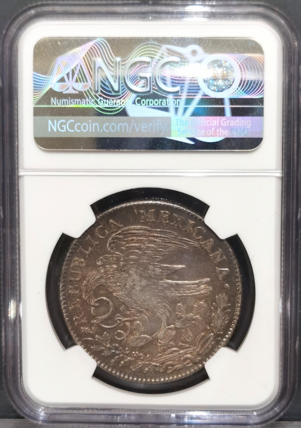 博洋堂“大航海之辉”世界钱币精品专场暨第012期（全场包邮） NGC AU 墨西哥1824年MO JM 'HOOKNECK' 8R鹰洋，弯颈鹰名誉品