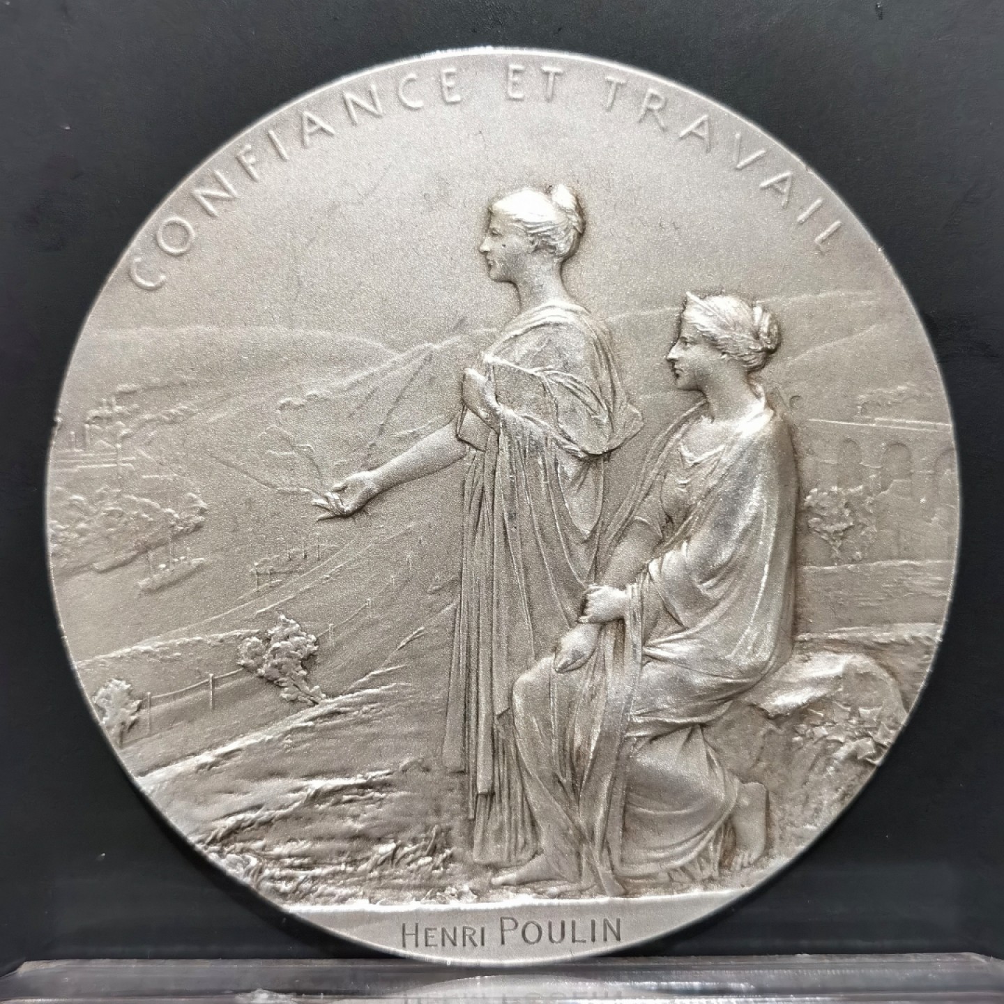 博洋堂“大航海之辉”世界钱币精品专场暨第012期（全场包邮） 法国法兰西银行百年纪念 戎装玛丽安娜 Roty作品 68mm大银章 带原盒