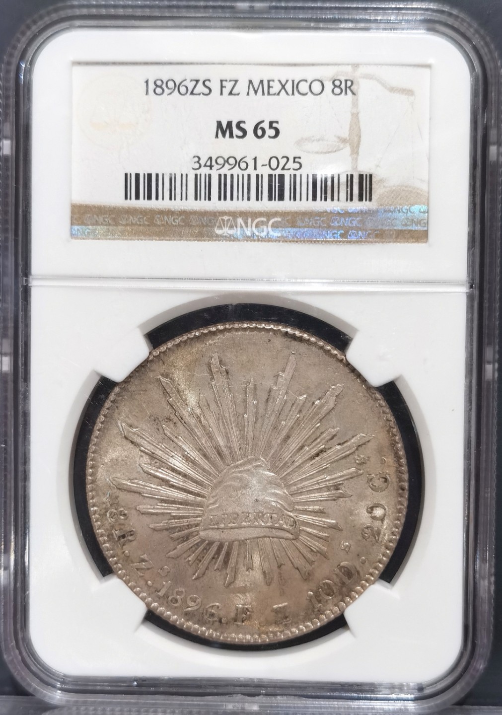 博洋堂“大航海之辉”世界钱币精品专场暨第012期（全场包邮） NGC MS65 墨西哥1896年ZS FZ版花边鹰洋，黄油包浆，状态一流
