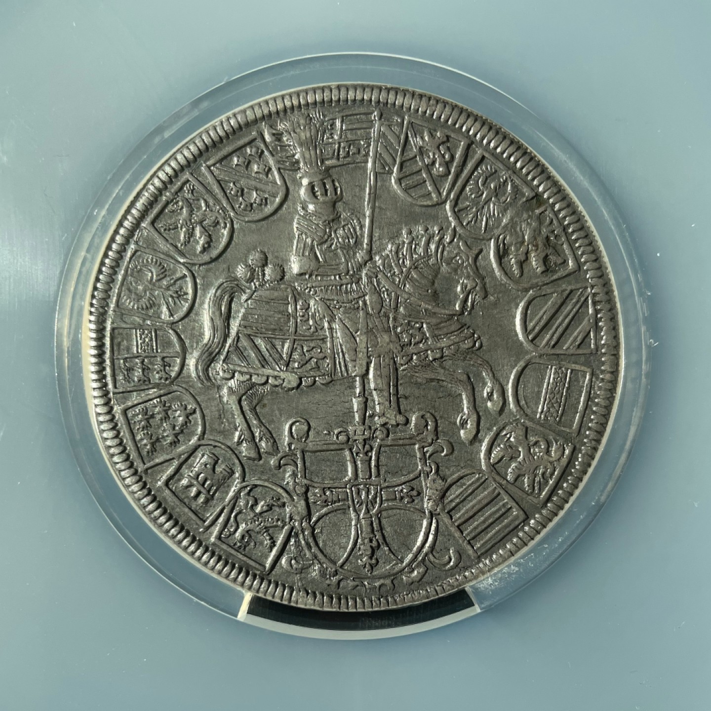 博洋堂“大航海之辉”世界钱币精品专场暨第012期（全场包邮） NGC AU53 德国1614年条顿骑士团3泰勒，17世纪早期德系大银，常见于1 taler，2 taler。3 taler NGC仅见7枚，喜欢十字军的泉友不容错过