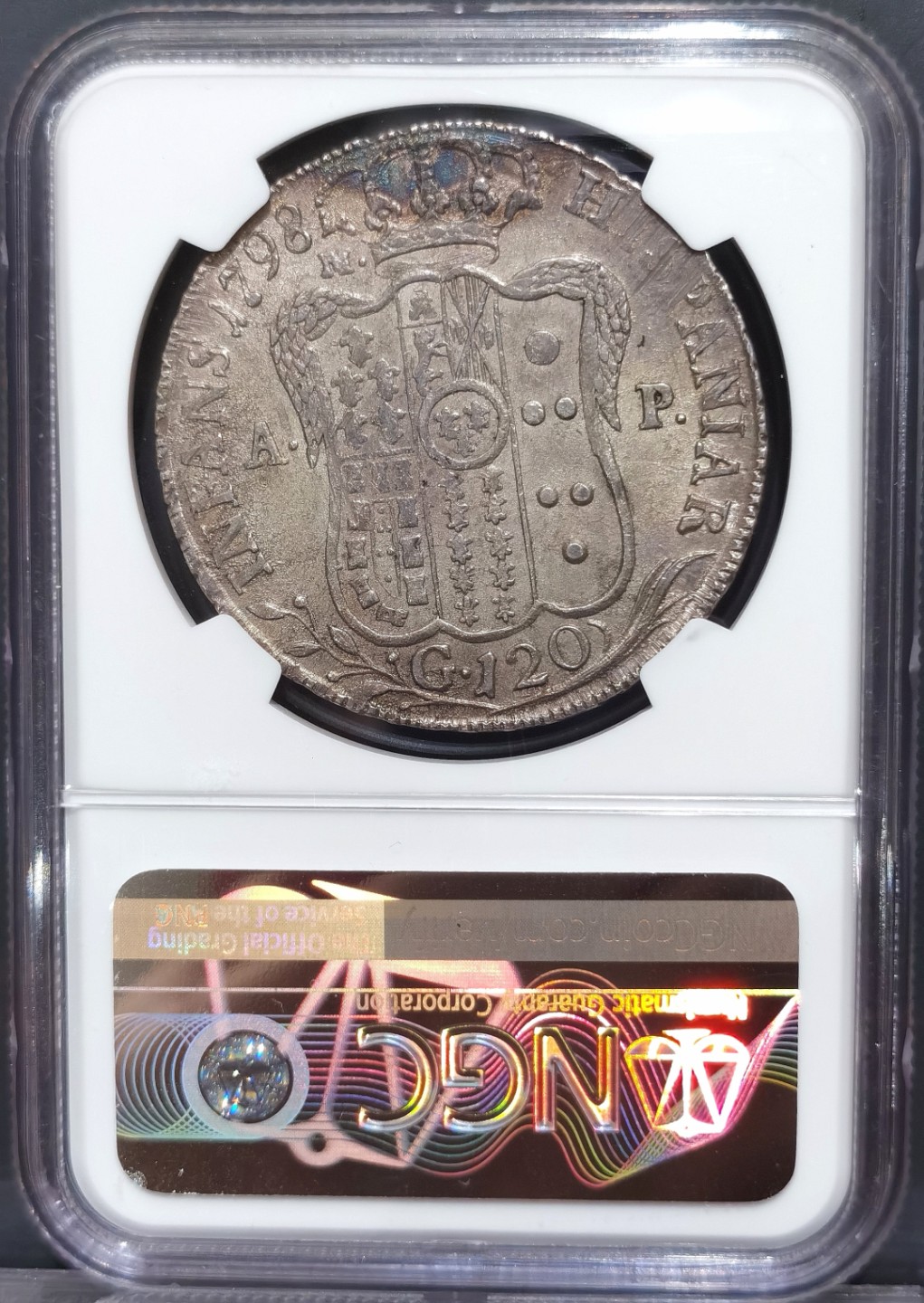 博洋堂“大航海之辉”世界钱币精品专场暨第012期（全场包邮） NGC MS63 意大利1798年那不勒斯西西里120Grana大银，NGC亚军分