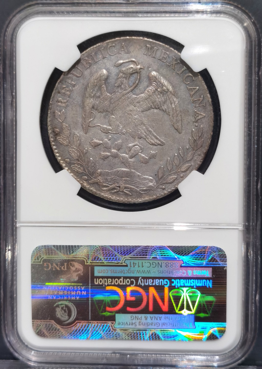 博洋堂“大航海之辉”世界钱币精品专场暨第012期（全场包邮） NGC AU50 墨西哥1893年OA EN版花边鹰洋，五级鹰，瓦哈卡厂关门币，铸量仅6.6万枚