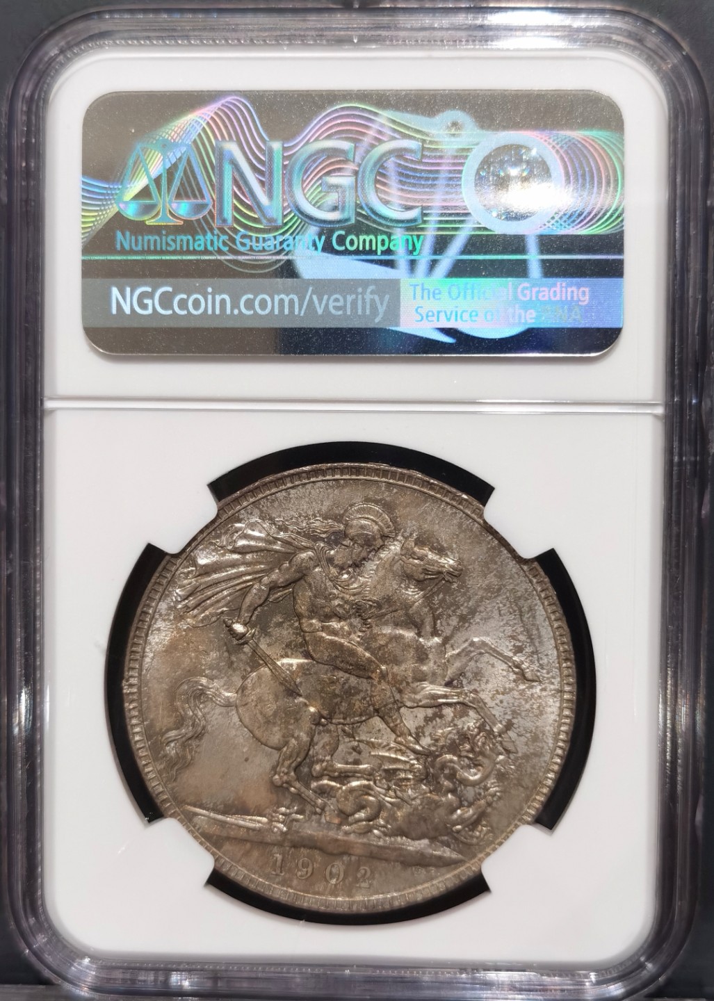 博洋堂“大航海之辉”世界钱币精品专场暨第012期（全场包邮） NGC MS64 英国1902年爱德华七世马剑克朗 普制高分比精制更加难得