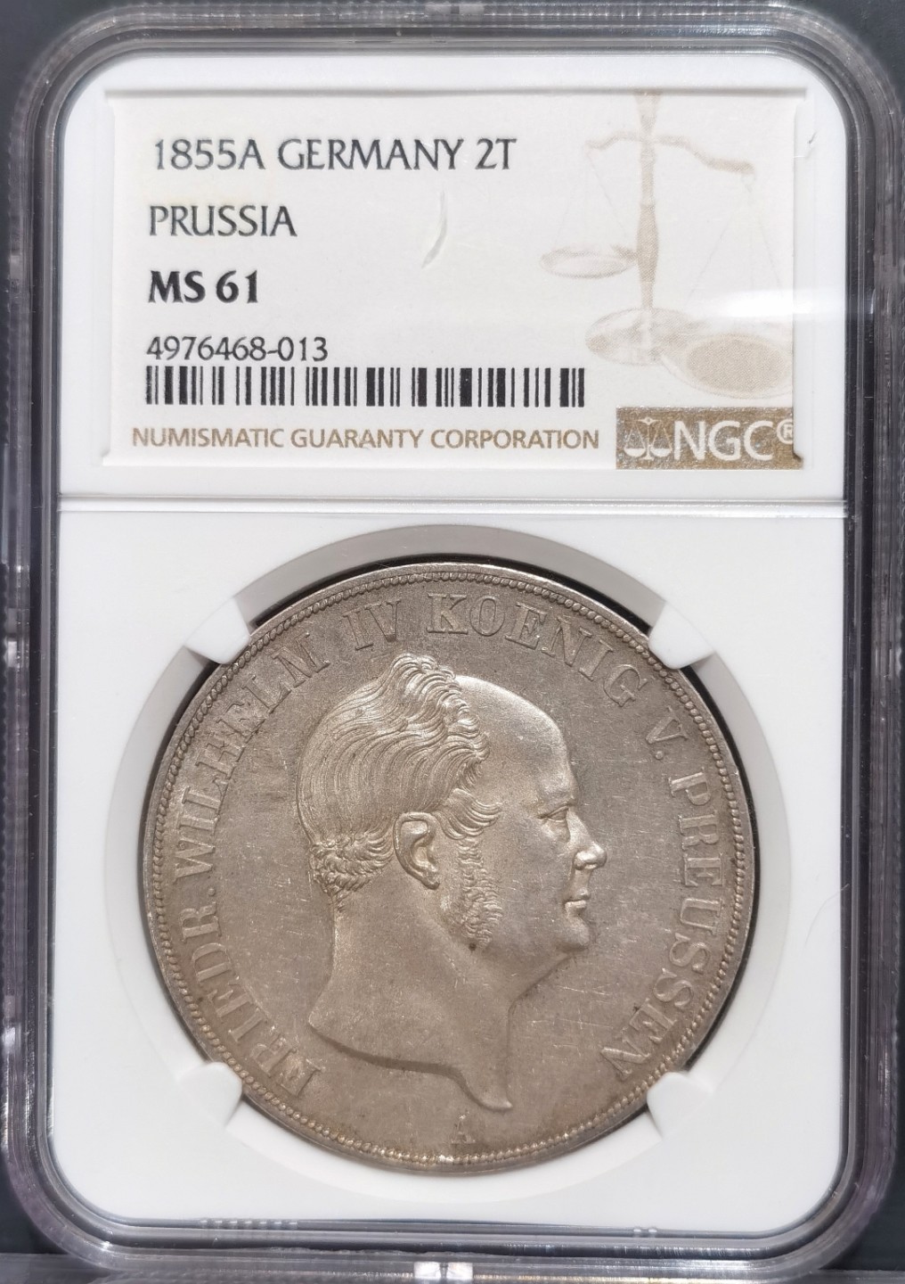 博洋堂“大航海之辉”世界钱币精品专场暨第012期（全场包邮） NGC MS61 德国普鲁士1855年A洋葱头2泰勒银币