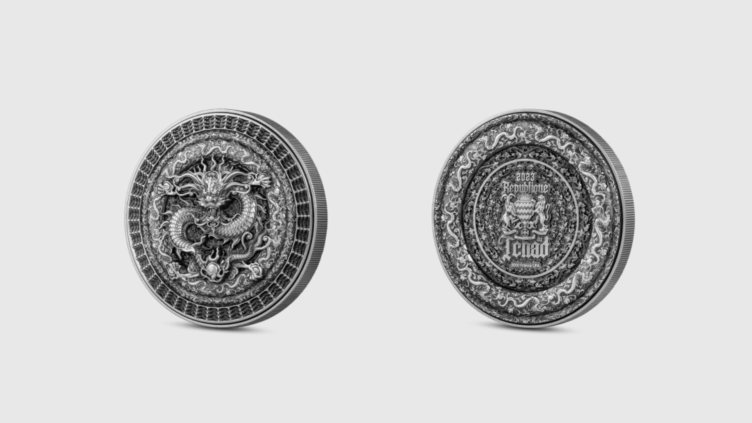 【钱币星球】乍得2023禁龙中国龙1盎司银币
