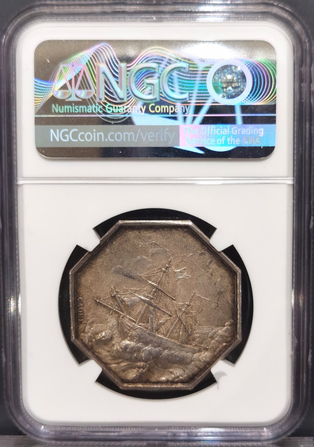 博洋堂“大航海之辉”世界钱币精品专场暨第012期（全场包邮） NGC MS62 法国名誉品1832-1841年海妖八角代币，目录封面币