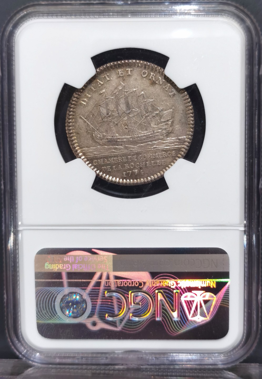 博洋堂“大航海之辉”世界钱币精品专场暨第012期（全场包邮） NGC AU58 法国1774年拉罗谢尔路易十六银代币，非常少见