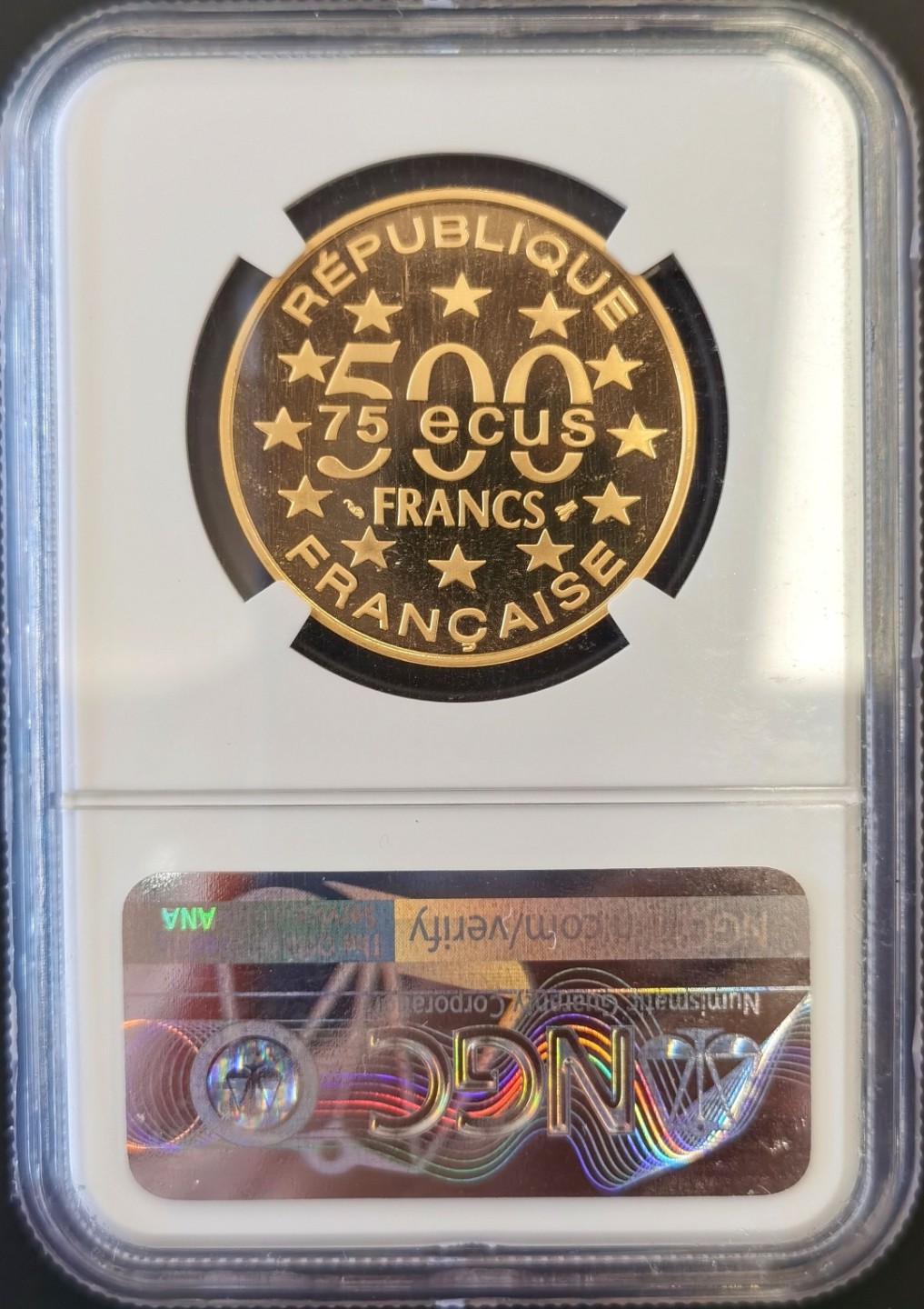 博洋堂“大航海之辉”世界钱币精品专场暨第012期（全场包邮） NGC PF69UC 法国大本钟1994年500法郎 17克精制金币 唯二冠军分