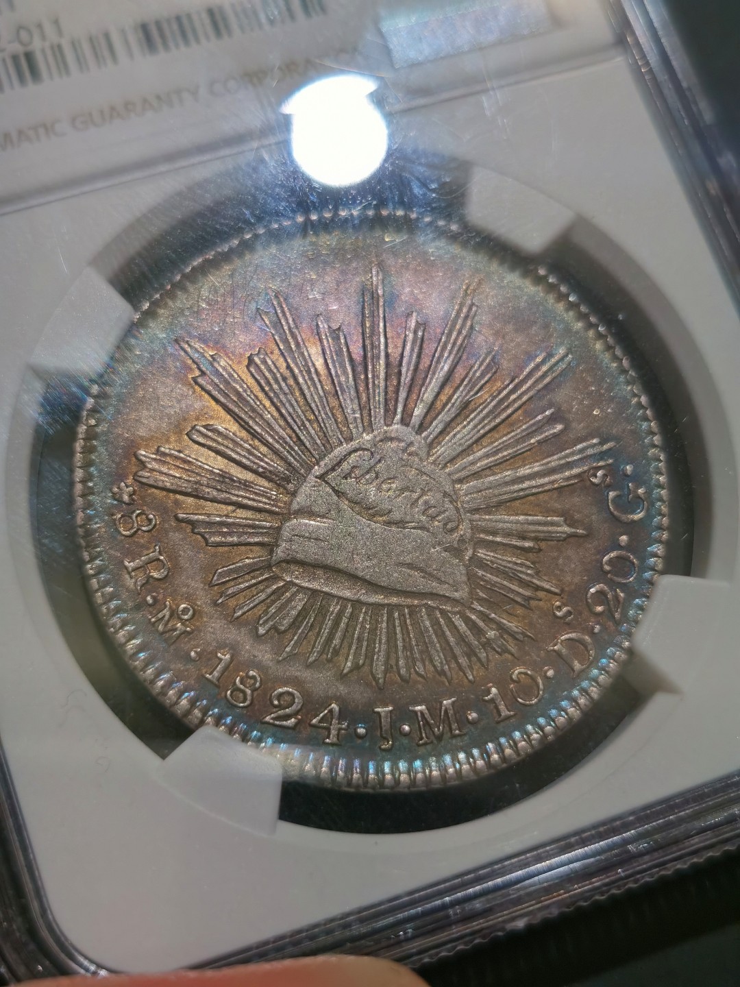 博洋堂“大航海之辉”世界钱币精品专场暨第012期（全场包邮） NGC AU 墨西哥1824年MO JM 'HOOKNECK' 8R鹰洋，弯颈鹰名誉品