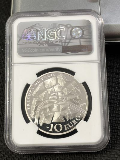 【海寧潮A】获奖法国2019年埃菲尔铁塔镀金镀铑银币NGC-PF70首期原盒证书