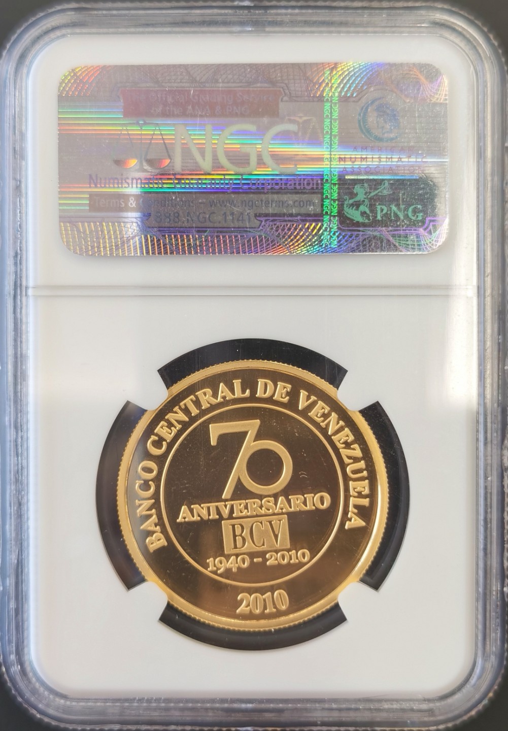 博洋堂“大航海之辉”世界钱币精品专场暨第012期（全场包邮） NGC PF68UC 委内瑞拉2010年中央银行70周年 50玻利瓦尔 1盎司精制金币 少见 南美普遍看涨