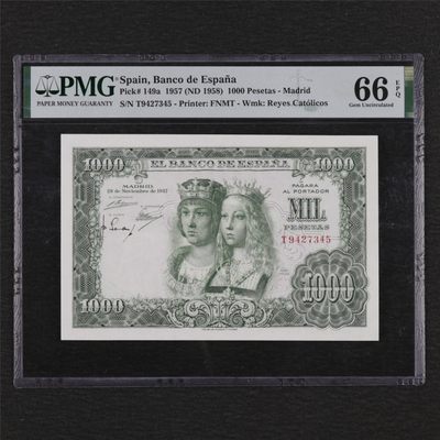 【亘邦集藏】第146期拍卖 - 1957年 西班牙1000比塞塔 PMG 66EPQ 9427345