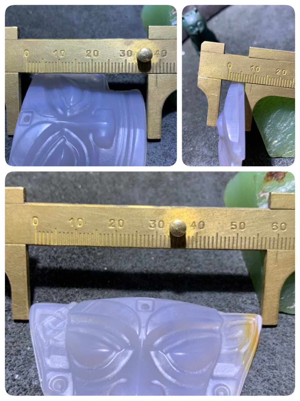 高玉化巴西玛瑙雕刻三星堆面具吊坠一个，