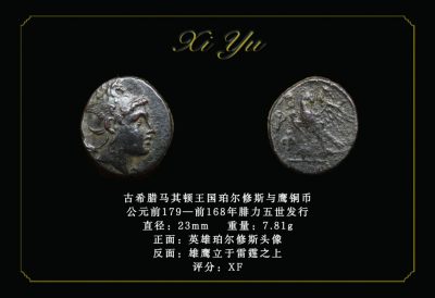 琋语藏币1月古典打制币群拍/21期同步 - 古希腊马其顿王国珀尔修斯与鹰铜币