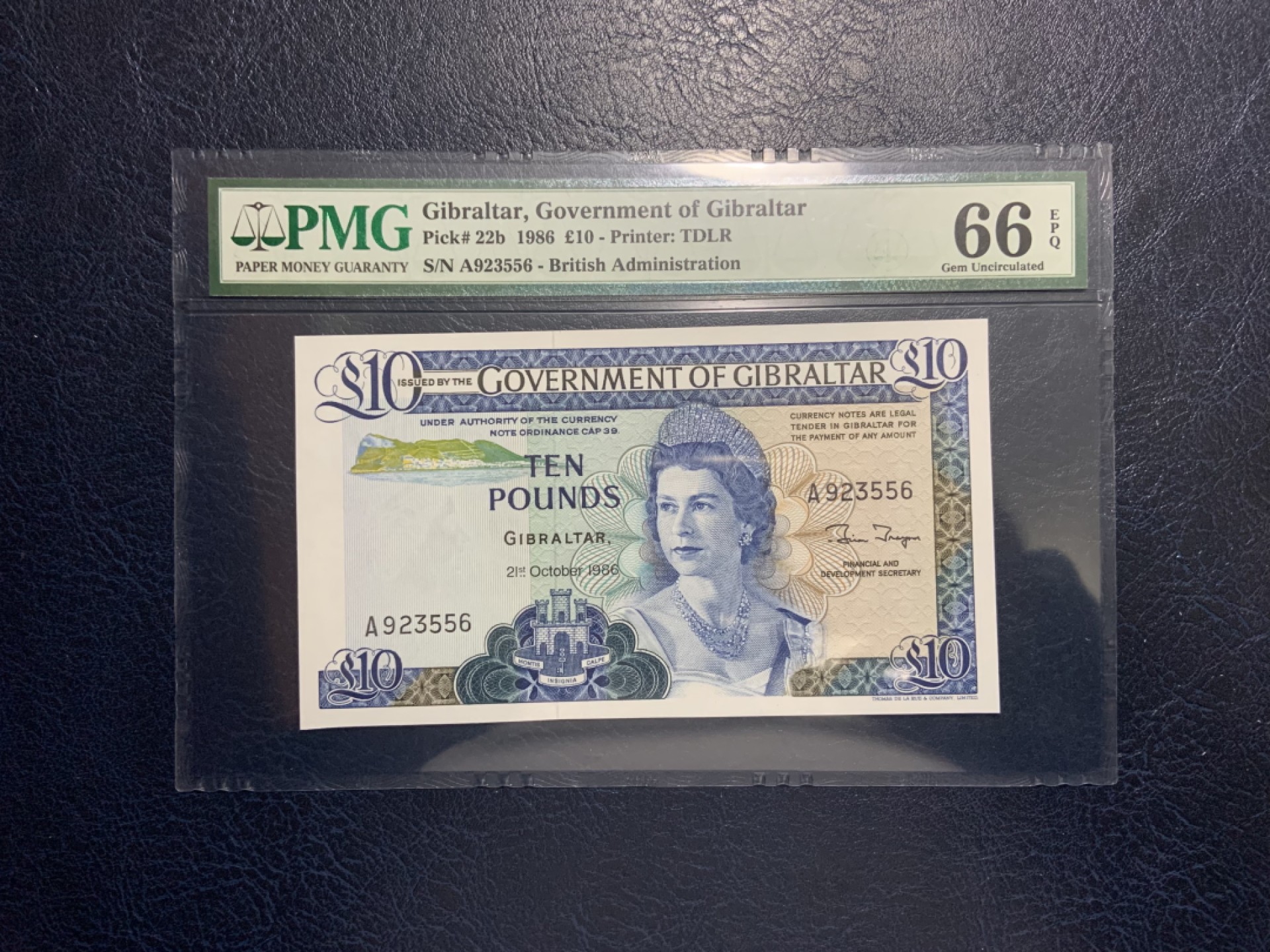 收藏联盟Quantum Auction 第226期拍卖 直布罗陀1986年10镑 PMG66 首发A冠 号码无4