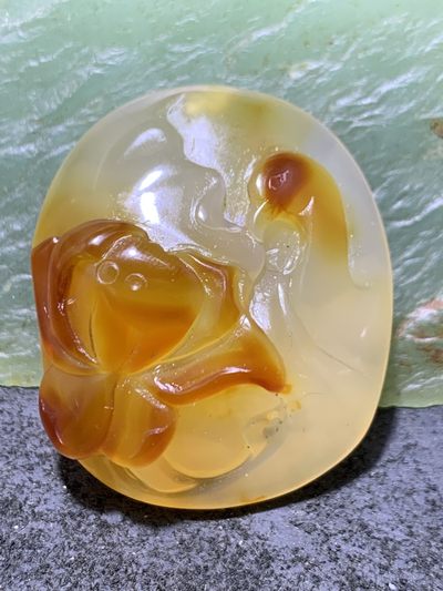 精美天然江料玛瑙手工俏色巧雕白鹭莲花吊坠一个，寓意：一路连升， - 精美天然江料玛瑙手工俏色巧雕白鹭莲花吊坠一个，寓意：一路连升，
