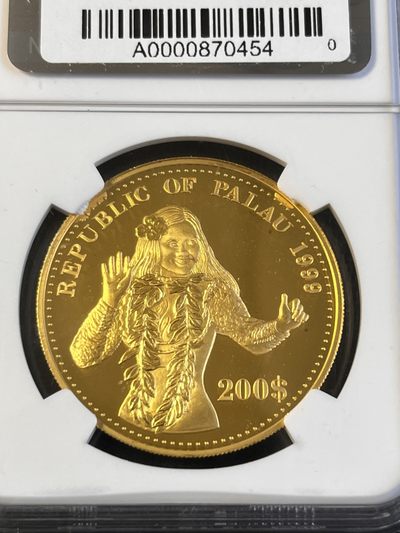 【海寧潮】帕劳1999年千禧年我们的世界1盎司纯金彩金币NGC-PF68，999金，1盎司