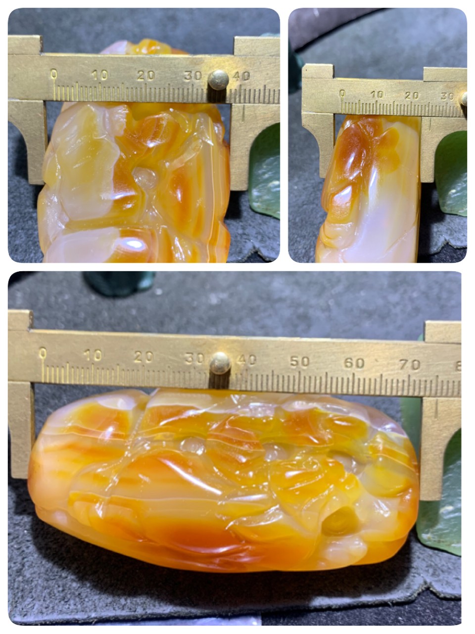重器天然马达加斯加高玉化玛瑙手工雕刻如意招财金蟾把件一个