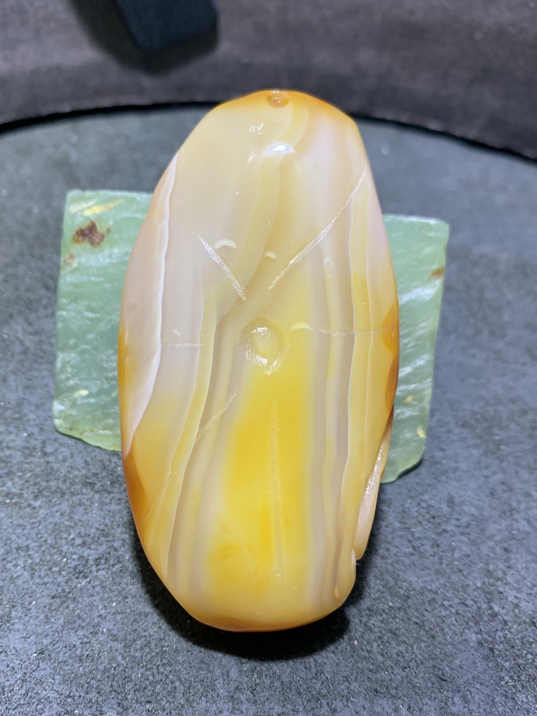 重器天然马达加斯加高玉化玛瑙手工雕刻如意招财金蟾把件一个