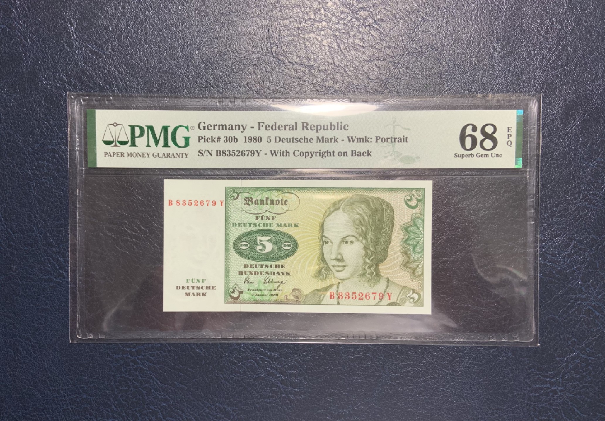 收藏联盟Quantum Auction 第226期拍卖 德国联邦1980年5马克  PMG68 